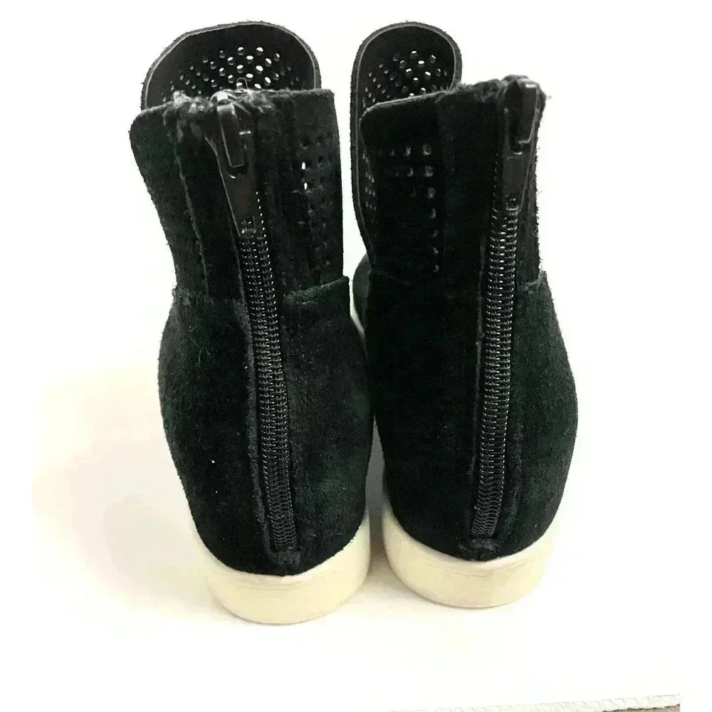 Steve Madden Black‎ Suede Leather Platform Shoes Sz 9 Wedge Sneakers